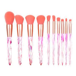 PAGOCI Makeup Brushes Set Crystal Handle- 10pcs colorful Diamond Cosmetic Complete Synthetic Kabuki Eye Shadow Concealer Make Up Brush Kit For Makeup Pink