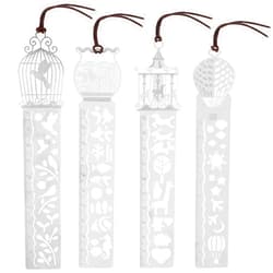 Framendino, 4 Pack Hollow Metal Bookmarks Ruler Bookmarks for Book Decoration 4 Styles