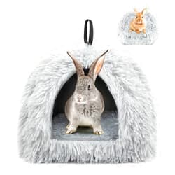 YUEPET Rabbit Bed Warm Calming Rabbit House and Hideout, Grey Bunny Cave Bed for Rabbit Ferrets Guinea Pigs Hamsters and Other Small Animals（Grey）