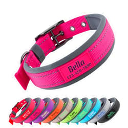 PLUTUS PET Personalized Dog Collar with Name and Phone Number | Durable Metal Buckle | Ultra Wide Soft Neoprene Padded | Adjustable Reflective Weatherproof Dog Collar for Large Medium and Small Dogs