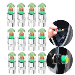WedFeir 12pcs Car tire Pressure Monitor Valve stem Cap Sensor Indicator, 2.4Bar 36PSI Pressure Monitor Tire Valve Stem Caps with 3-Color Eye Alert for Cars, Motorcycles, Bicycles.