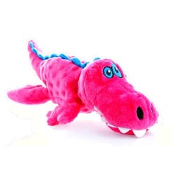 goDog Gators With Chew Guard Technology Tough Plush Dog Toy, Pink, Large