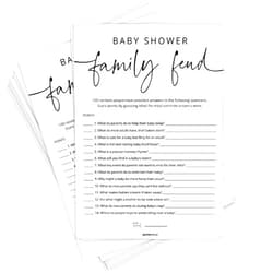 GardenCity Baby Shower Games - 50 Baby Shower Family Feud Game Cards, Boy or Girl, Gender Neutral, Minimalist