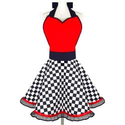Hyzrz Lovely Handmade Red Cotton Retro Aprons for Women Cake Kitchen Cook Apron for Mother's Gift, Chess
