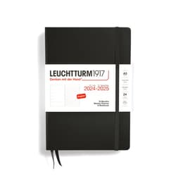 LEUCHTTURM1917 - Weekly Planner and Notebook Hardcover Medium (A5), 18-month, Jul. 2024 - Dec. 2025, English, Black