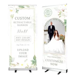 Prixas Print Custom Printed Retractable Banner with Stand, Banners & Signs Customize for Business, Wedding, and Trade Show, Made In the USA, 33