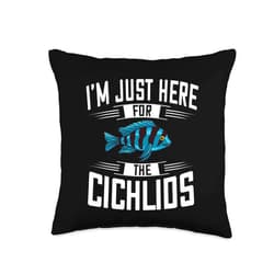Cichlid Fish Tank Keeper Gifts Cichlid Fish Tank Gift Electric Yellow Aquarium Throw Pillow, 16x16, Multicolor