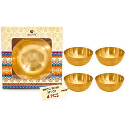 SATVIK STORE SATVIK Set of 4 Pure Brass Bhog Bowl Set - Pooja & Meditation Supplies | Mandir Accessories l Indian Puja Prasad Bowls for Altar, Yoga, Diwali Offerings | Durable & Elegant Design