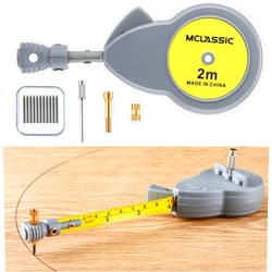 Dreyoo 6.56 ft Rotape Tape Measure Compass with 10 Pencil Leads, Measure Beam Compass for Drawing Circles and Lines, Fixable Button Circle Drawing Tool with Tape Measure