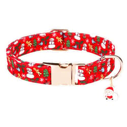 ESGPET Christmas Dog Collar, Adjustable Boy & Girl Pet Collar with Durable Metal Buckle Safety, Holiday Christmas Snowman Gift Pet Collar for Small Medium Dogs