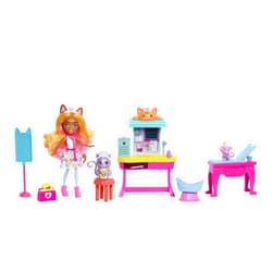 Enchantimals Doll and Playset, City Tails, Feel Fine Dr's Office with Doll, Cat Figure, Furniture and Accessories, Gifts for Kids, HLH22
