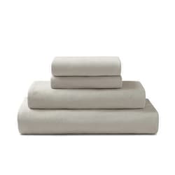 Brielle Home Jersey Knit Cotton Sheet Set - Breathable, Soft, T-Shirt Fabric - Vapor Grey, Twin
