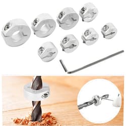 Camoo Aluminum Stop Collar Set Drill Bit Depth Stop Superior Split Ring Design - 8 Piece Set (1/2