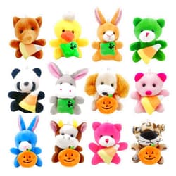 Holydeck 12 Pcs Halloween Animal Plush Toys, 3” Animals Keychain Decoration Stuffed Hugging Pumpkin Toys Gift for Kids Party Favors, Halloween Party Decoration(Halloween1)