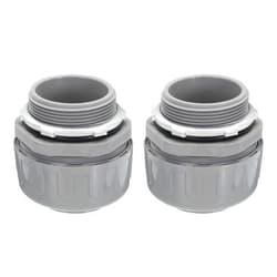MECCANIXITY Liquid Tight Connector 2NPT Non-metallic Liquid Tight Conduit Connector PVC UL Listed PVC Conduit Fitting Electrical Conduit Fitting Pack of 2(Straight,180D)