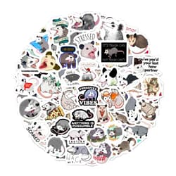BulbaCraft Possum Stickers for Water Bottles, Opossum Laptop Decals - Possum Party Favors, Decorations and Supplies, Funny Opossum Gifts, Opossum Animal
