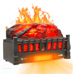 mollie 20-Inch 1500W Electric Log Fireplace Insert with Adjustable Brightness Realistic Flame Effect and Temperature Electric Fireplace Log Heater with Remote Control, Overheating Protection and Timer