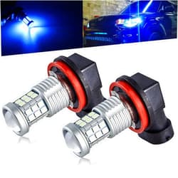 KISLED Super Bright 3000lm H8 H11 LED Fog Lights Bulbs DRL High Power 3030 Chips with Projector Lens Replacement for Cars Trucks, Ice Blue