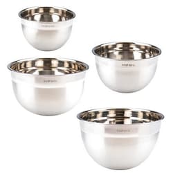 Tovolo Stainless Steel Deep Mixing, Easy Pour With Rounded Lip Kitchen Metal Bowls for Baking & Marinating, Dishwasher-Safe, Set of 4