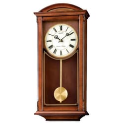 SEIKO Arched Wall Clock with Pendulum and Dual Chimes, brown, 21 x 10 x 4 Inch
