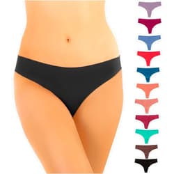 Alyce Ives Intimates Seamless Womens Thongs, No Show Laser Cut Thong- 12 Pack