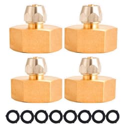 M MINGLE Garden Hose Adapter, 3/4 Inch Female GHT to 1/4 Inch Irrigation Tubing, Brass Faucet Connector, with Extra 8 Washers