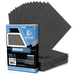 EQualle 220 Grit Sandpaper Sheets - 10 Pack, 9x11 in, Extra Fine Silicon Carbide Abrasive for Precision Ceramic Finishing Wet or Dry
