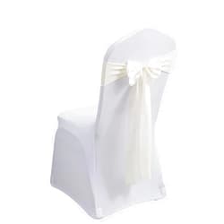 MYS QiQi Pack of 100 Spandex Chair Bands - Satin Chair Sashes & Ribbons Bows for Wedding, Party, Banquet & Home Decoration (100 PCS Beige)