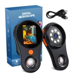 PalliPartners Digital Microscope Handheld 2.0 inch IPS Color Screen,Portable Digital Magnifying Glass 500x,Marco Microscope for Kids,Built-in 8LED Lights,USB Compatible with PC Windows, Mac OS