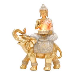 Suoedd Buddha Statue for Home Decor Gold Candle Holder 11.5”-Elephant Buddha Statues for Zen Decor - Spiritual Buddha Decor for Living Room-Buda–Budda–Buddha Gift for Relaxation, Meditation or Shrine