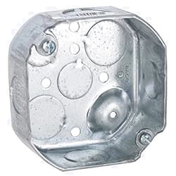 RACO Pack of 4 Hubbell-Raco 127 Octagon Box, 4-Inch, Raised Ground 1-1/2-Inch Deep 1/2-Inch and 3/4-Inch Side Knockouts, 4 in, Gray Finish