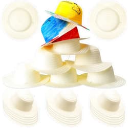 Mepase 30 Pcs DIY Straw Hat Set Beach Summer Work Farmer Hats for Kids Cowboy Birthday Party Decoration