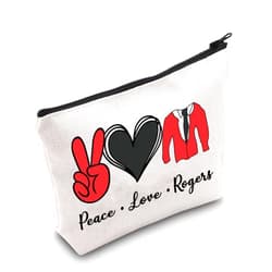 PWHAOO TV Show Inspired Gift Peace Love Rogers Makeup Bag Teacher Kind Cosmetic Bag Red Cardigan Merch (Peace Love Rogers M)