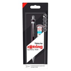 rOtring Tikky Mechanical Pencil Set, HB 0.7 mm, Black Barrel, Includes 12 Leads