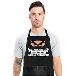 WZMPA Ninja Disguise Grilling Apron Ninja Disguise Cook Gift Ask Me About My Ninja Disguise Apron Ninja Disguise BBQ Merch