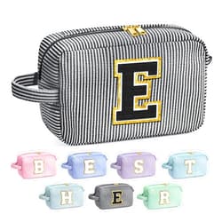 YOOLIFE Bridesmaid Proposal Gifts - Bridal Shower Gifts, Bridesmaid Gifts for Wedding Day, Maid of Honor Gifts, Bride To Be Gifts, Bachelorette Party Gift for Bride, Initial Makeup Bags for Women E