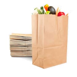 PrimeSaver Paper Grocery Bags - Brown Paper Grocery Bags 12 x 7 x 17 - Heavy Kraft Shopping Bags - Large Brown Paper Sacks Bulk - 57 Lb - 100 Pack