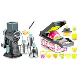 KEOUKE Rotary Cheese Grater with 12 in 1 Multi-functional Vegetable Chopper