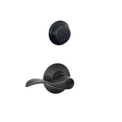 Schlage FB50N V Acc 716 Single Cylinder Deadbolt and Keyed Entry Accent Lever, Aged Bronze