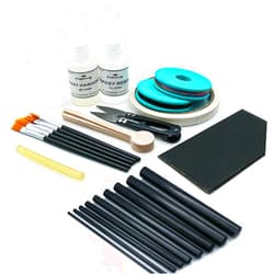 FishTrip Fishing Rod Repair Kit Complete with Epoxy,10pcs Carbon Fiber Sticks Pole Building Kit, AB Glue, Wrapping Thread for Saltwater Freshwater Spinning Casting Rod