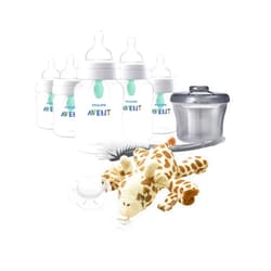 Philips AVENT Anti-Colic Baby Bottle with AirFree Vent Newborn Gift Set with Snuggle, Clear, SCD306/10
