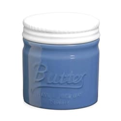 DOWAN Porcelain Butter Keeper Crock, French Butter Dish with Lid, Embossed Butter Container for Soft Butter, Big Capacity & Humanized Water Line, Airy Blue