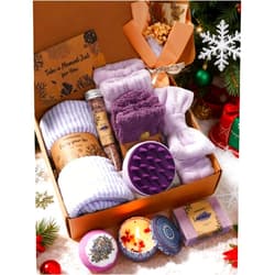 Coralogo Lavender Spa Gift Baskets - Natural Pampering Spa Set, Self-Care Get Well Soon Basket,Thank You Gifts, Unique 11pcs Gift Set for Birthday Christmas Valentines Day Mothers Day