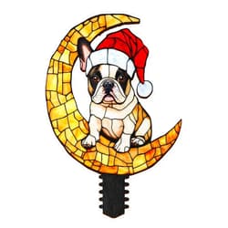 Generic THUYPT 2D Flat Dog Tree Topper, Funny Christmas Tree Tops, Wooden Printed Tree Topper for Christmas Party Decór Dog Themed (French Bulldog)