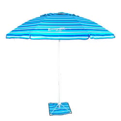 Tommy Bahama 7' Outdoor Beach Umbrella with ANCHORX Heavy Duty Sand Anchor and Carrying Bag, Portable Beach Umbrella with Anchor, Blue Stripe
