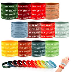 Sratte 48 Pcs Inspirational Silicone Wristbands Rubber Stretch Unisex Easter Bracelets End of School Year Gift for Student(Classic Color)