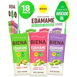 Biena Crispy Roasted Edamame Beans Snack – High Protein Low Carb Snack for Adults & Kids, 12g-13g Protein per Serving - Made w/Avocado Oil – Vegan, Gluten-Free – 18-Pack 1.05oz Variety Pack