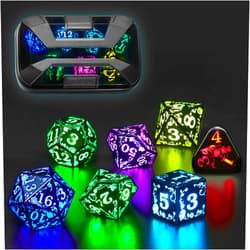 FONVGOGO Wireless Light up LED Dice Set D&D Rechargeable for Dungeons and Dragons RGB DND Dice with Charging Box 7-Color Polyhedral Role Playing Dice for DND Gifts RPG Tabletop Games (Rose RGB)
