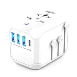 Egghat Universal Travel Plug Adapter All in One Travel Charger Adapter Slide Converter Outlet for US to EU UK AU Asia with 3 USB A 1 USB A Ports
