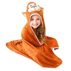 HIPHOP PANDA Hooded Towel - Rayon Made from Bamboo, Bath Towel with Bear Ears for Newborn, Babie, Toddler, Infant - Absorbent Large Baby Towel - Monkey, 30 x 30 Inch